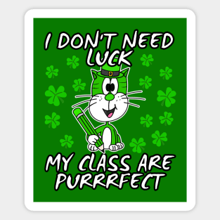 St. Patrick's Day Teacher Cat Magnet